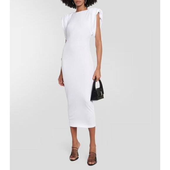 WARDROBE.NYC Sheath Dress iin White Large New Womens Jersey Midi - Picture 1 of 15